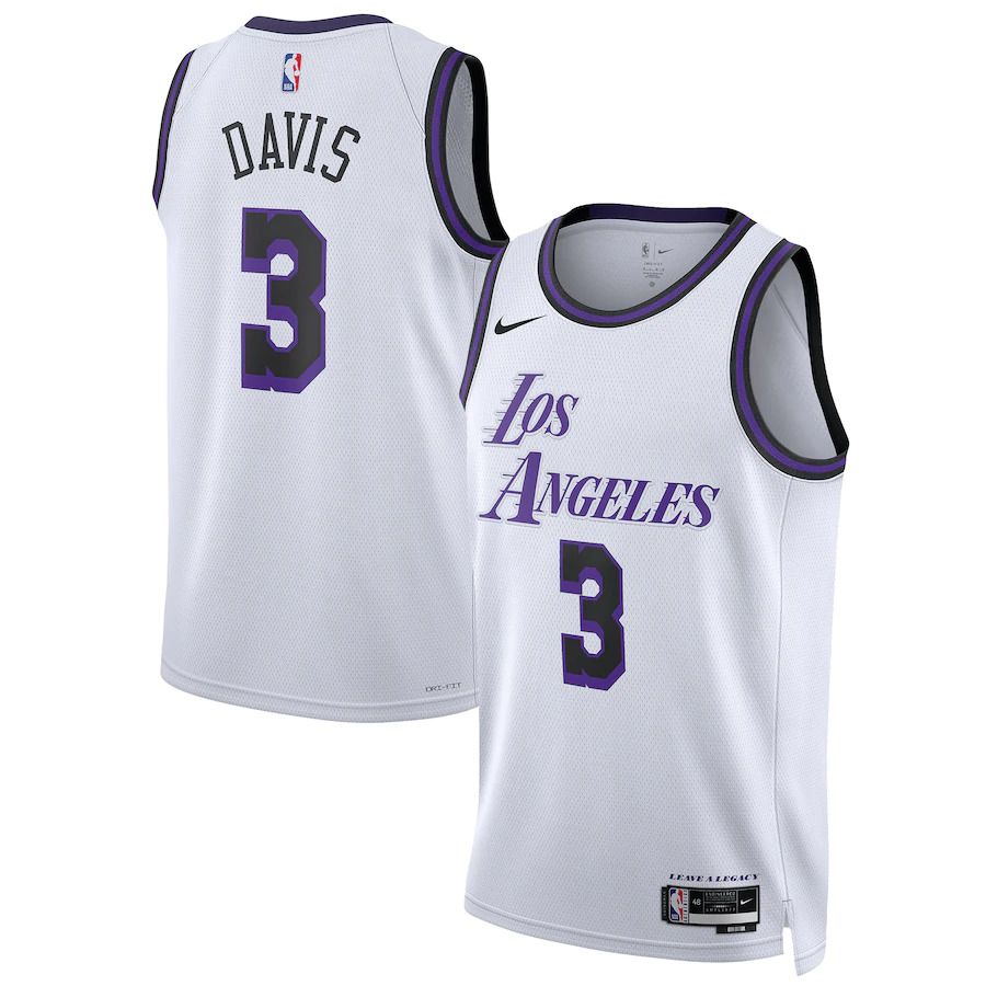 Men Los Angeles Lakers 3 Anthony Davis Nike White City Edition 2022-23 Swingman NBA Jersey